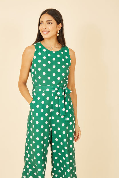 Women’s Yumi Green Polka Dot Culotte Jumpsuit