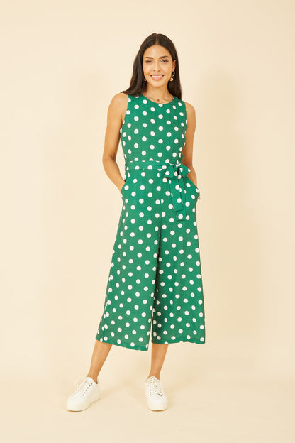 Women’s Yumi Green Polka Dot Culotte Jumpsuit