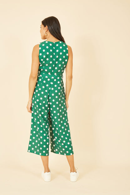 Women’s Yumi Green Polka Dot Culotte Jumpsuit
