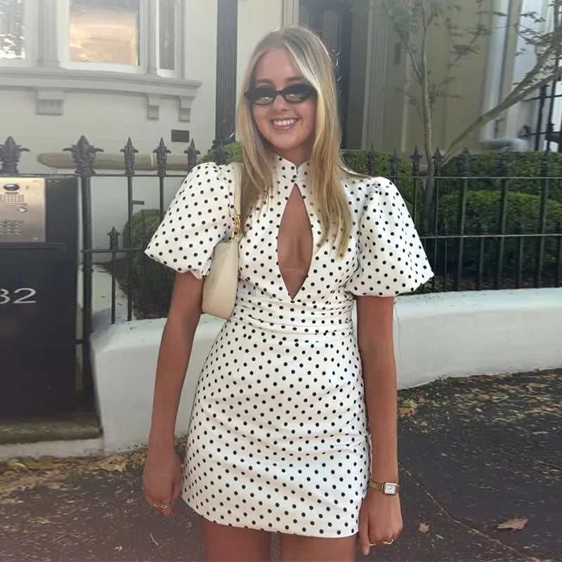 Women’s Polka Dot Cut-Out Mini Dress