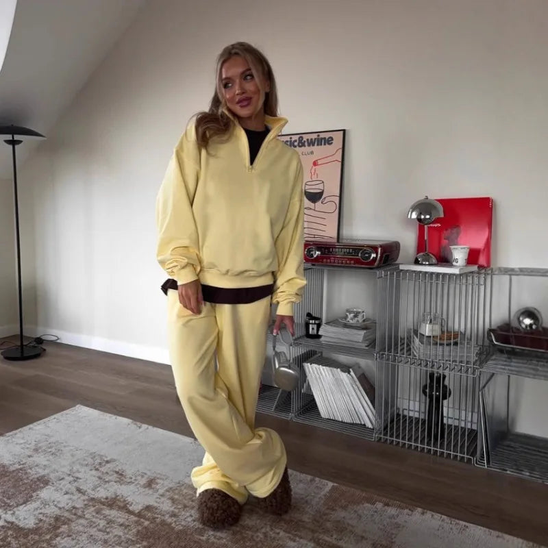 SITMCF Women’s Oversized Zip Sweatshirt & Joggers Set