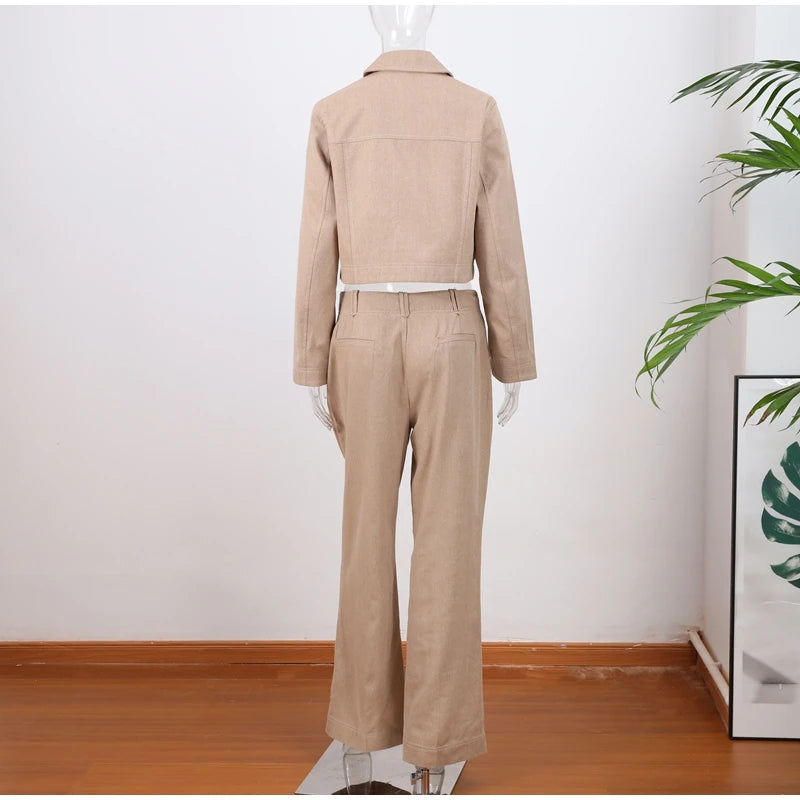 Women’s Cotton Linen Cropped Top & Trouser Set