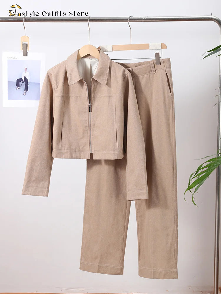 Women’s Cotton Linen Cropped Top & Trouser Set