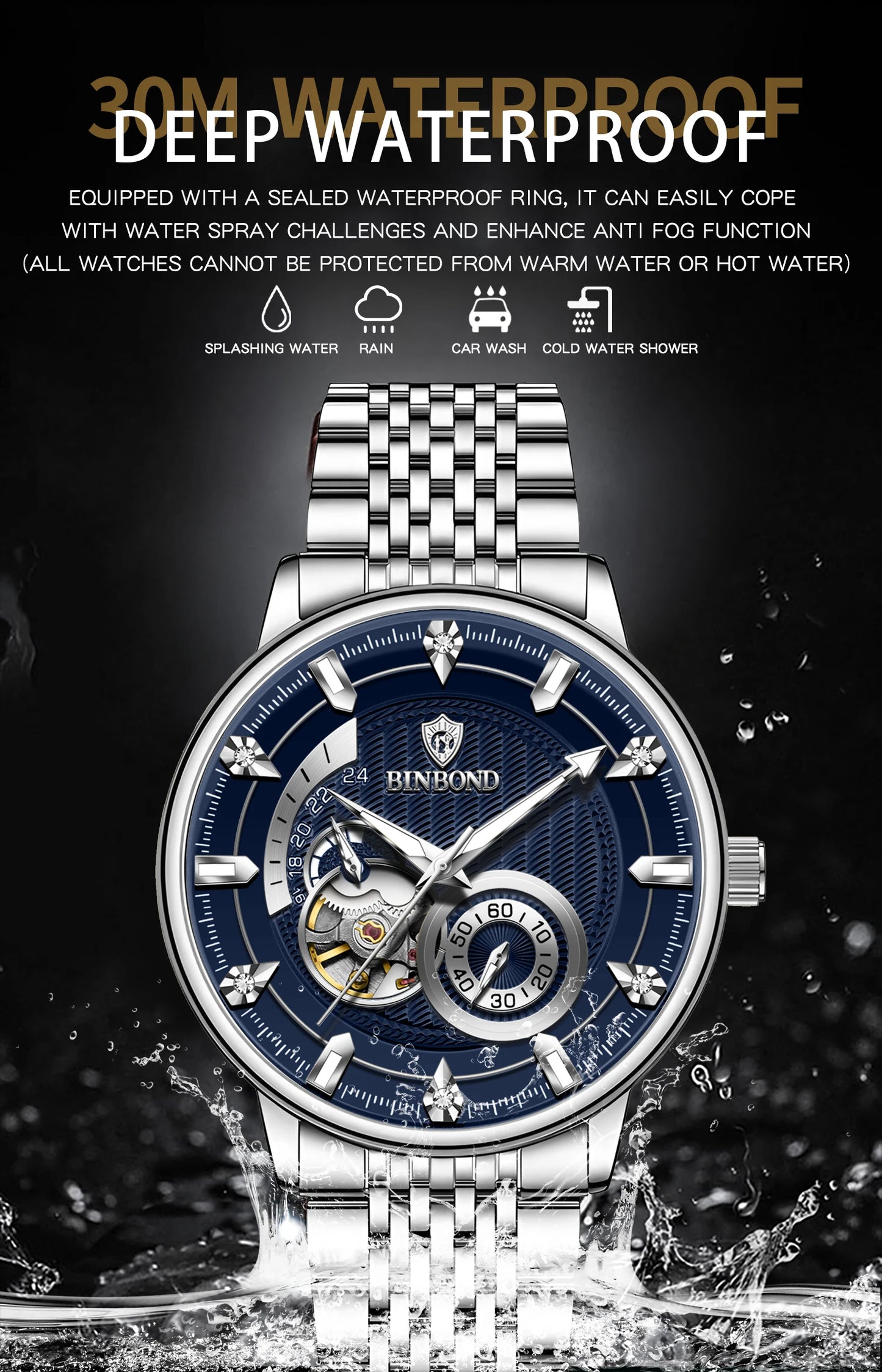 Men’s BINBOND Automatic Tourbillon Mechanical Watch
