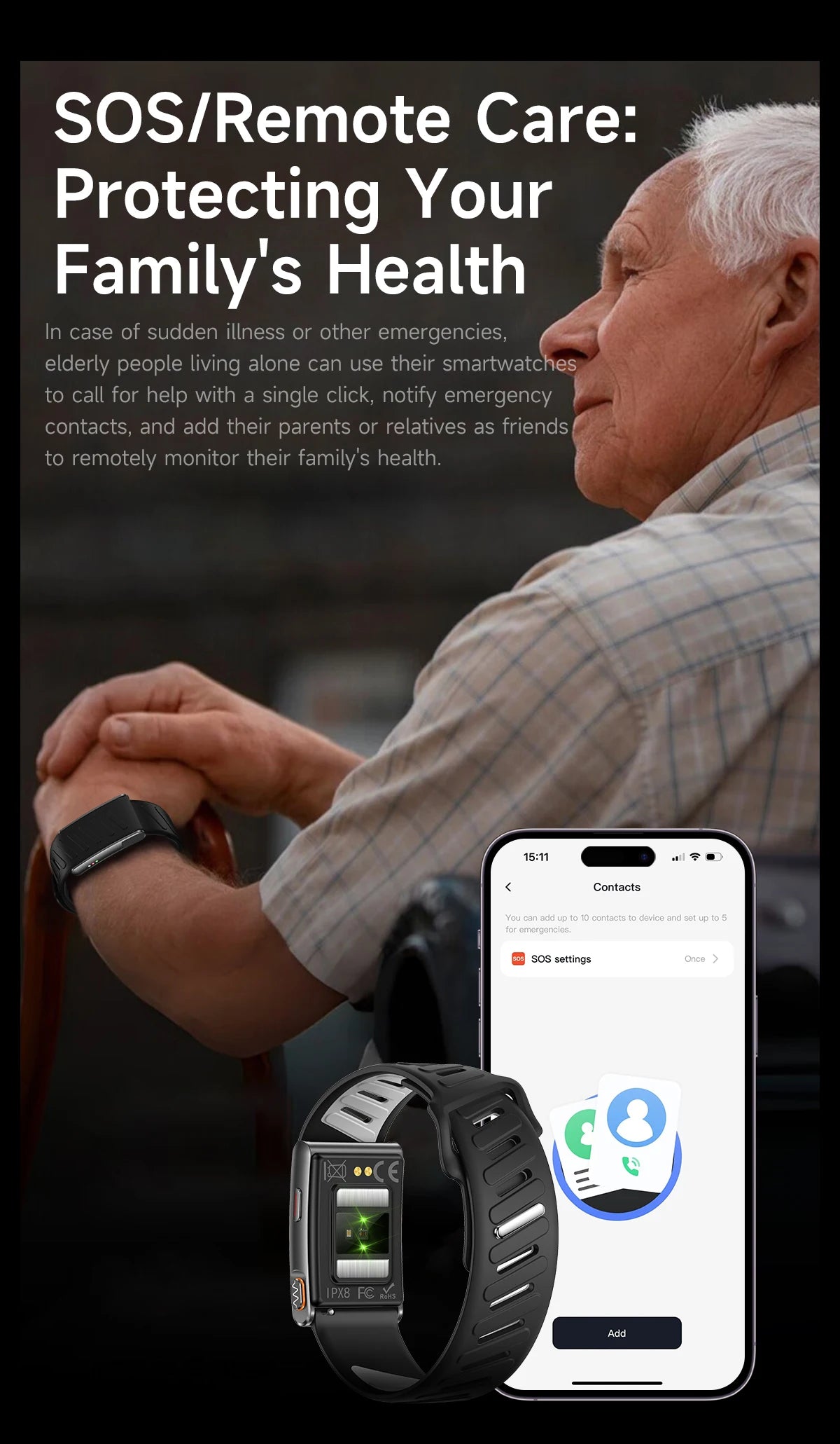 GUHUAVMI KR96 Pro Screenless Health & Fitness Tracker