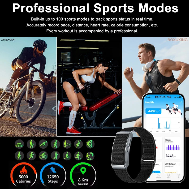 BOXUXING Screen-Free Fitness & Health Tracking Smart Wristband
