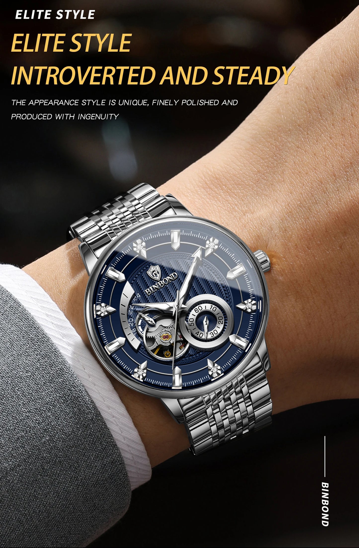 Men’s BINBOND Automatic Tourbillon Mechanical Watch
