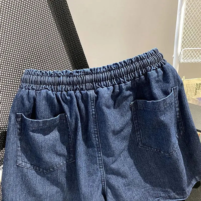 Women’s Denim-Effect Shirt & Shorts Set