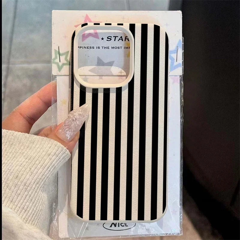 Colourful Striped Phone Case for iPhone – Minimalist Couple Design