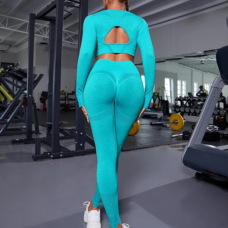 Women’s Seamless Long-Sleeve Yoga & Fitness Set