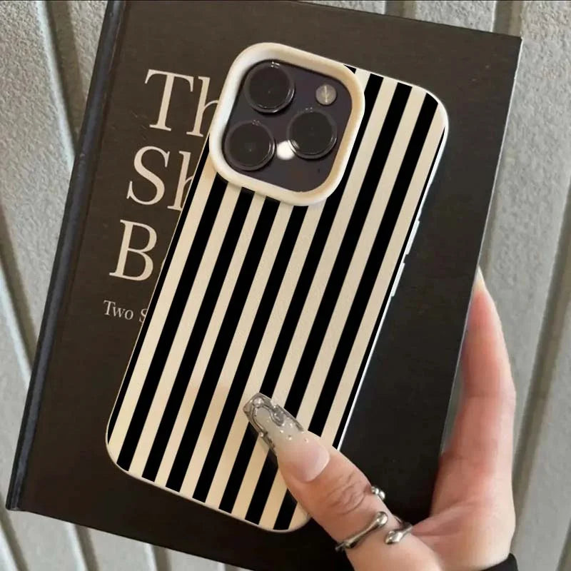 Colourful Striped Phone Case for iPhone – Minimalist Couple Design