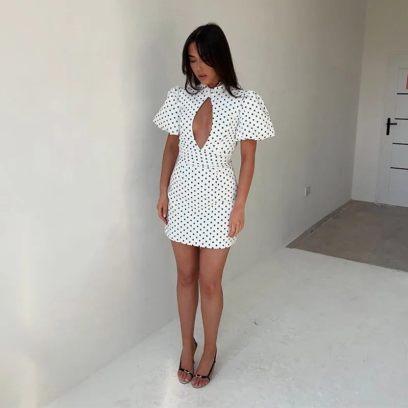 Women’s Polka Dot Cut-Out Mini Dress