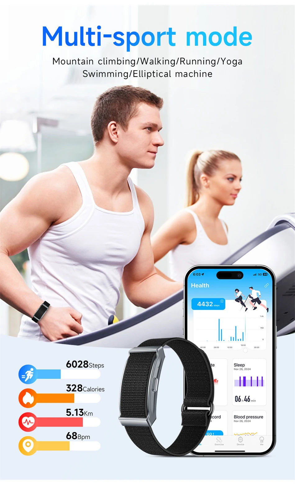 BOXUXING Screen-Free Fitness & Health Tracking Smart Wristband