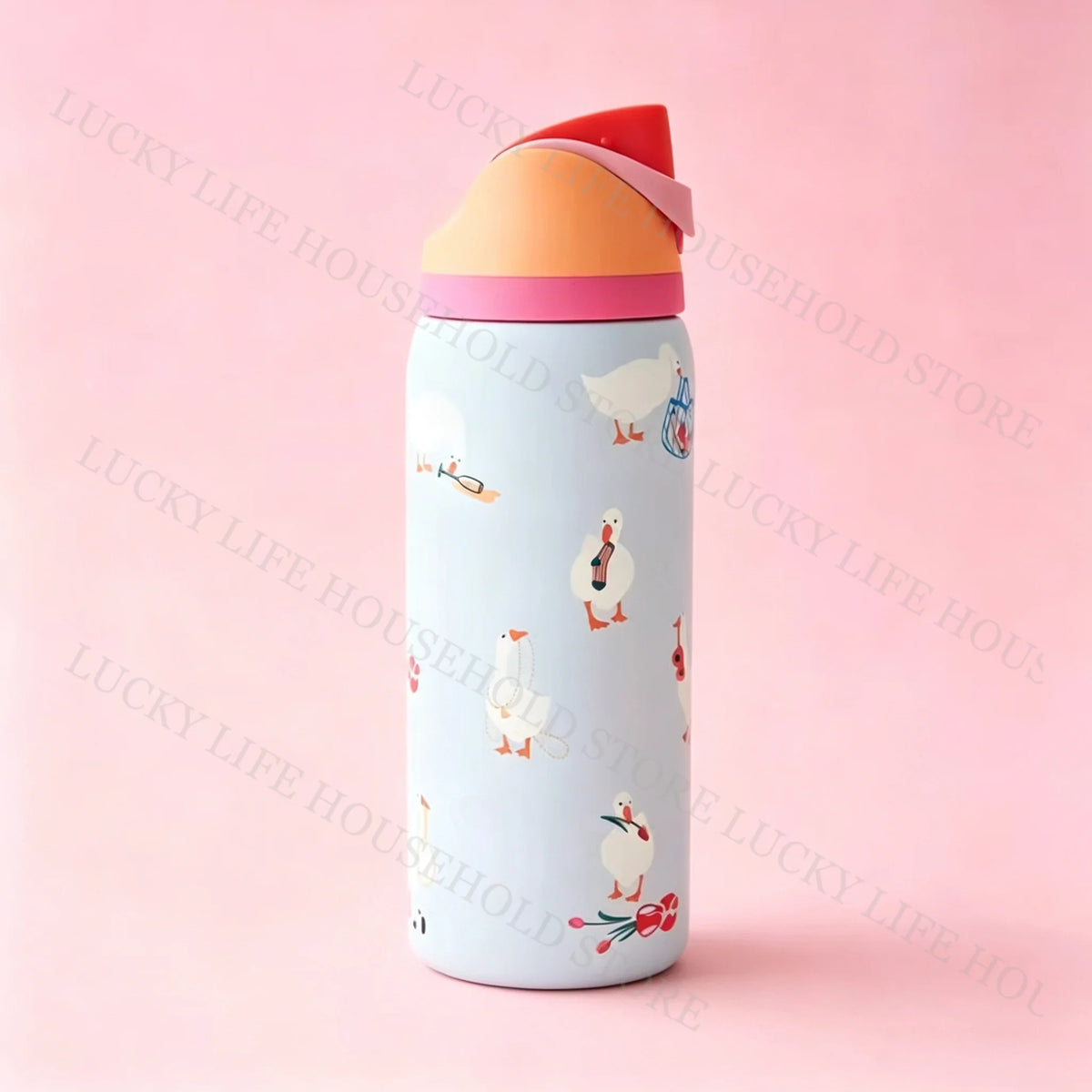 Cute Cat Pattern Thermal Cup Animal Color Water Bottle Stainless Steel Car Vacuum Flasks Sports Bottles Halloween Christmas Gift