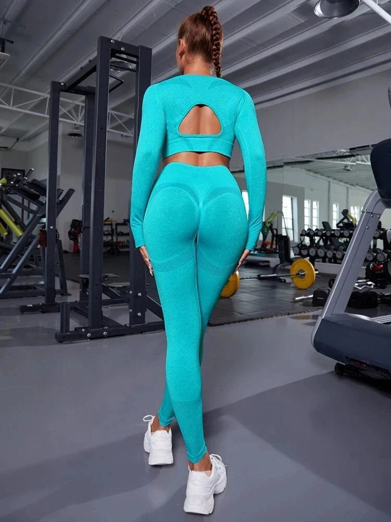 Women’s Seamless Long-Sleeve Yoga & Fitness Set
