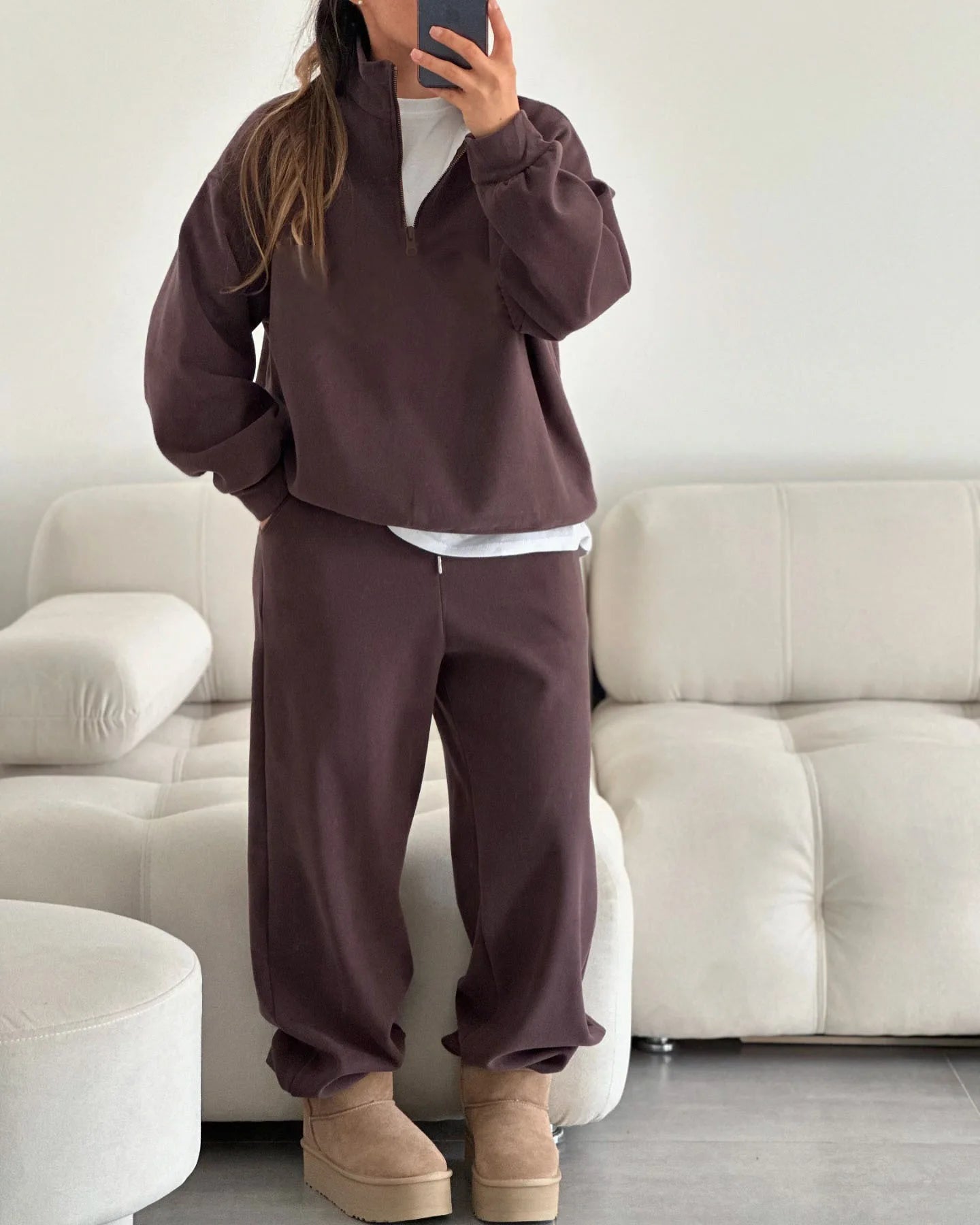 SITMCF Women’s Oversized Zip Sweatshirt & Joggers Set