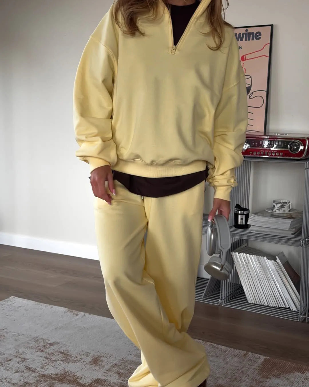 SITMCF Women’s Oversized Zip Sweatshirt & Joggers Set