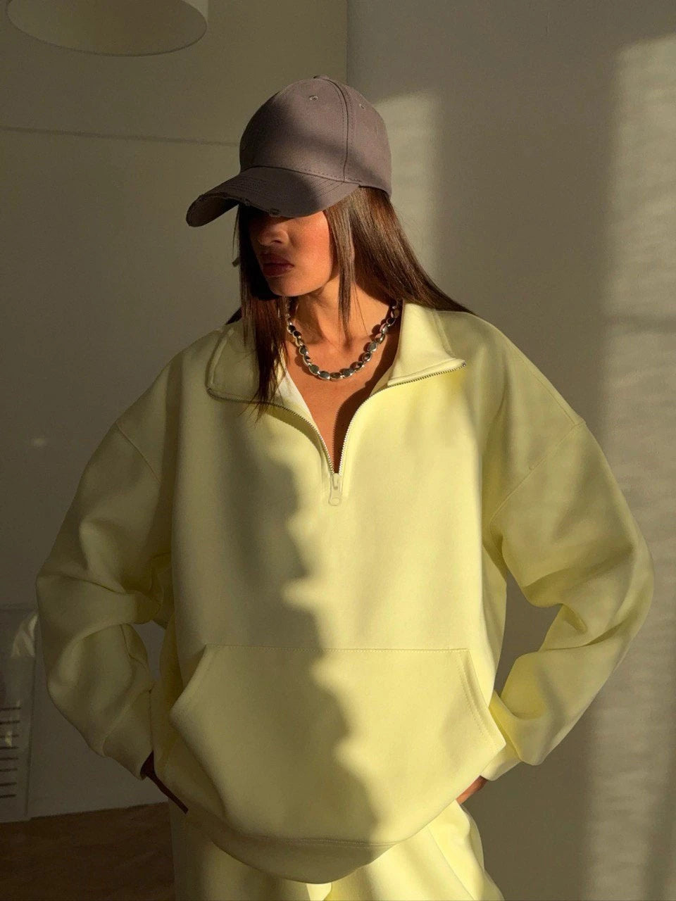 SITMCF Women’s Oversized Zip Sweatshirt & Joggers Set