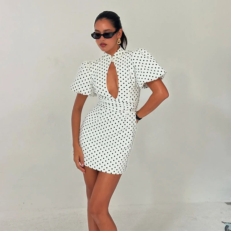 Women’s Polka Dot Cut-Out Mini Dress