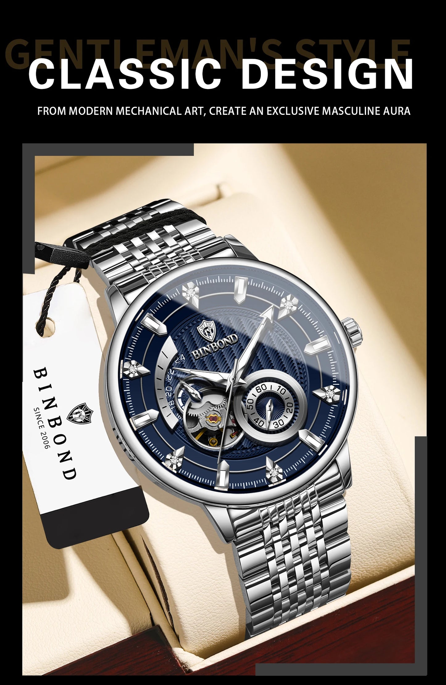Men’s BINBOND Automatic Tourbillon Mechanical Watch