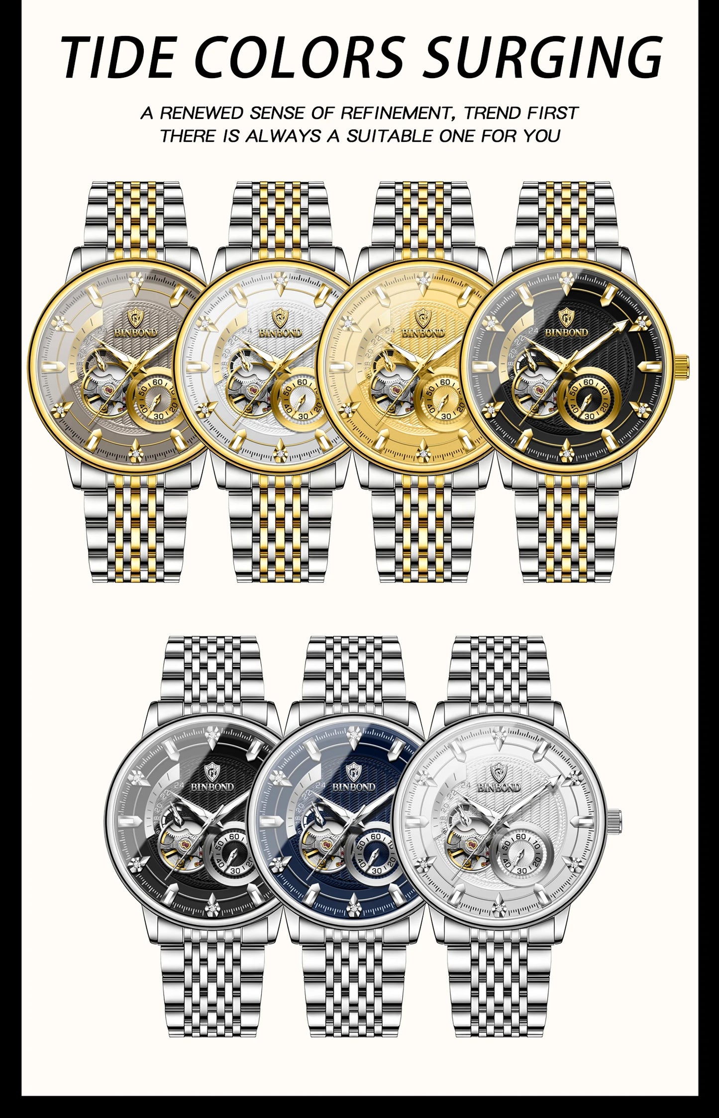 Men’s BINBOND Automatic Tourbillon Mechanical Watch
