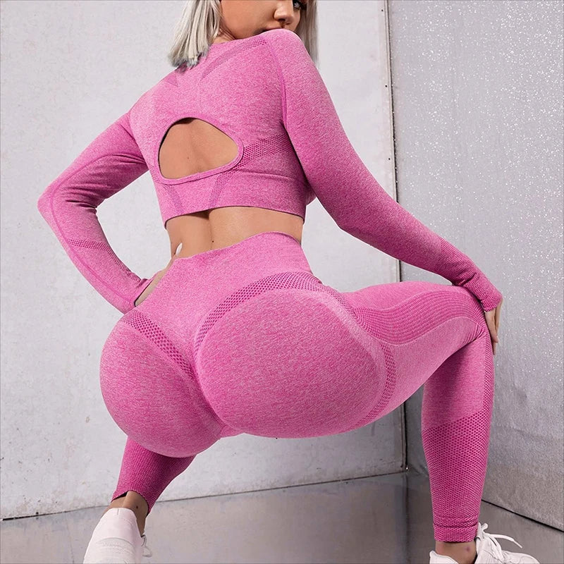 Women’s Seamless Long-Sleeve Yoga & Fitness Set