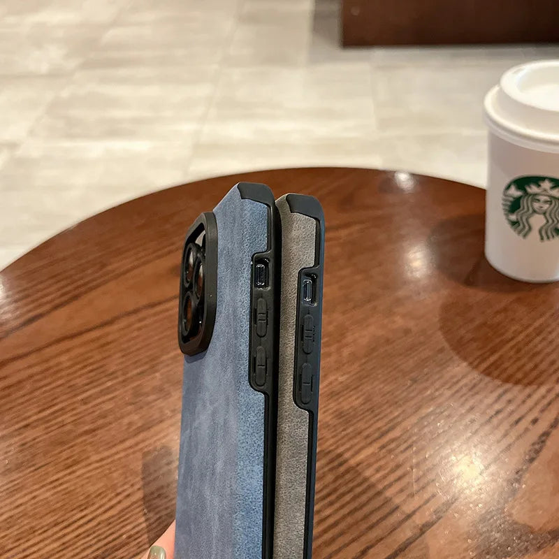 Matte Leather-Effect Silicone Phone Case for iPhone
