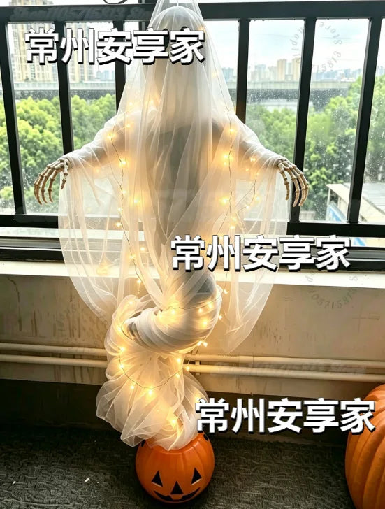 Swirling Ghost Pumpkin Yard Lamp,LED Halloween Floor Garden Light  | Lighted Outdoor Ghost Pumpkin Decor for Halloween