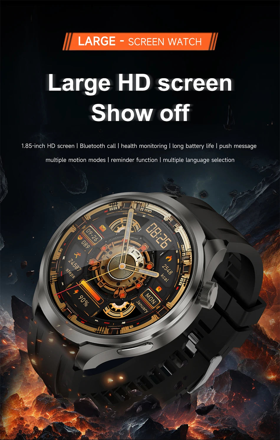 ALM TrekPro Smart Watch – 1.85” AMOLED Outdoor & Fitness Watch