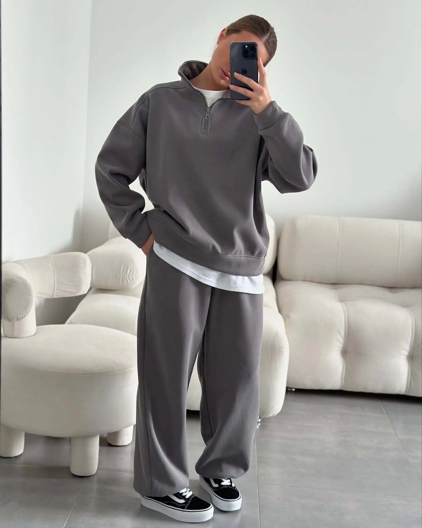SITMCF Women’s Oversized Zip Sweatshirt & Joggers Set