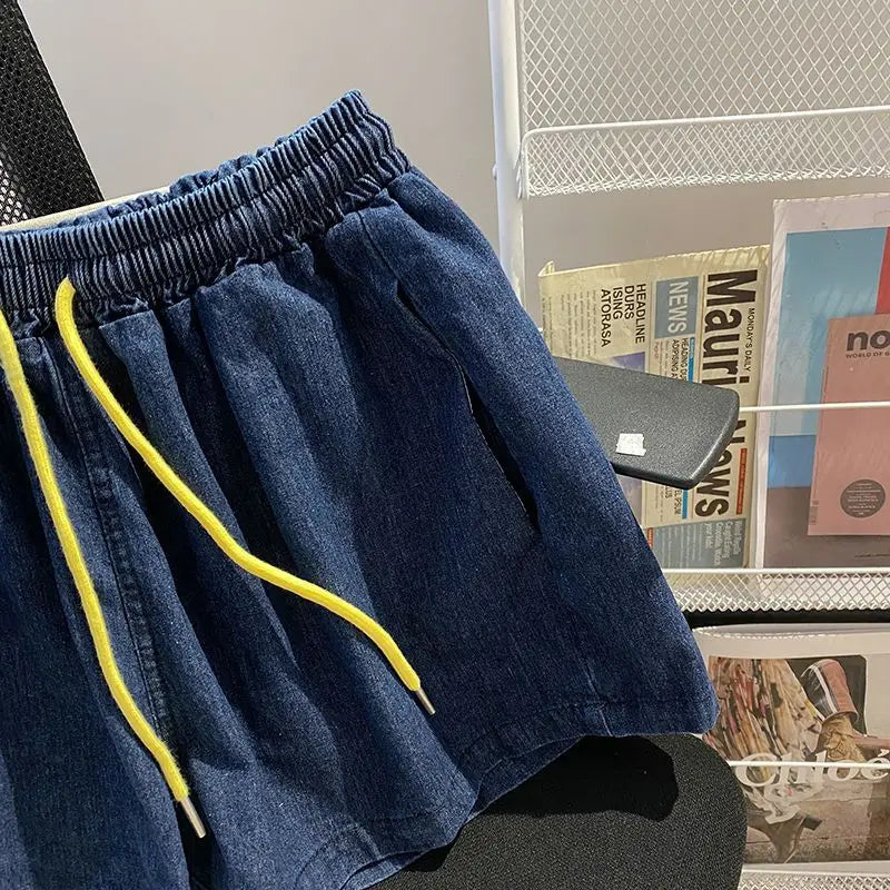 Women’s Denim-Effect Shirt & Shorts Set