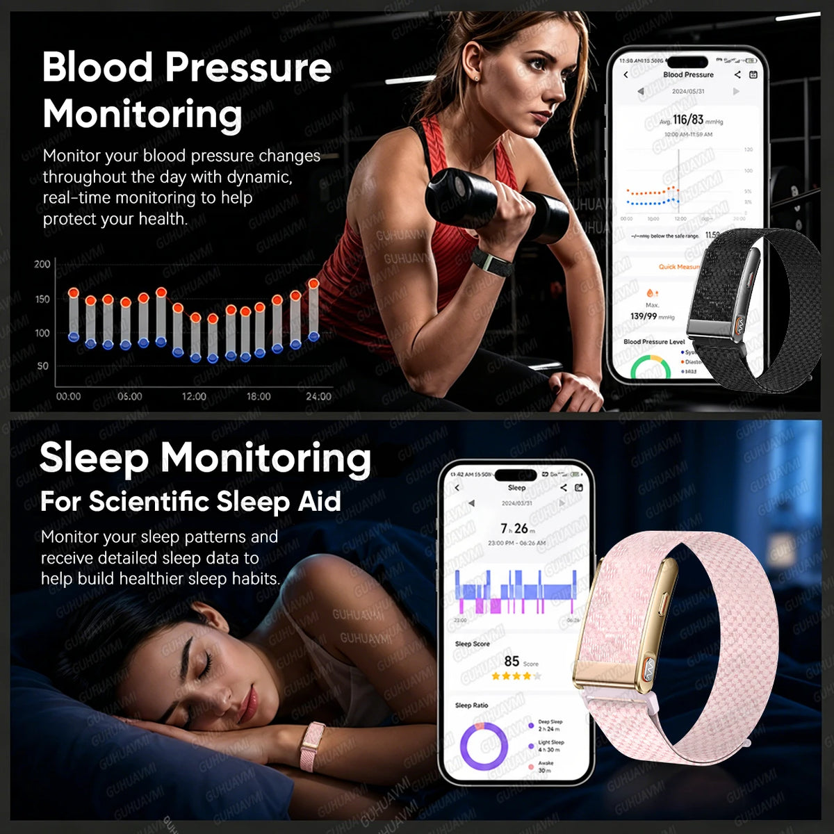 GUHUAVMI KR96 Pro Screenless Health & Fitness Tracker