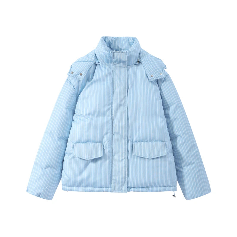Women’s Chic Striped Hooded Puffer Co-ord Set