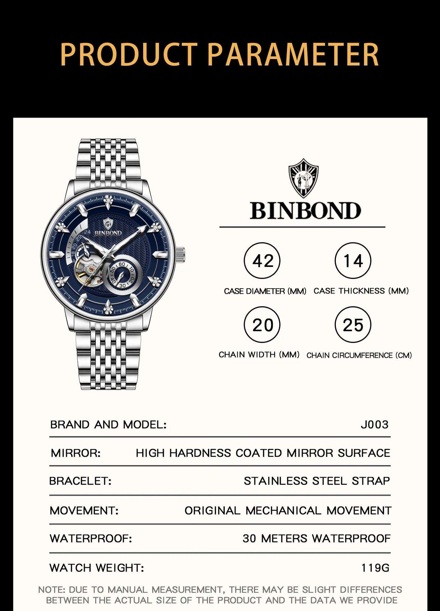 Men’s BINBOND Automatic Tourbillon Mechanical Watch