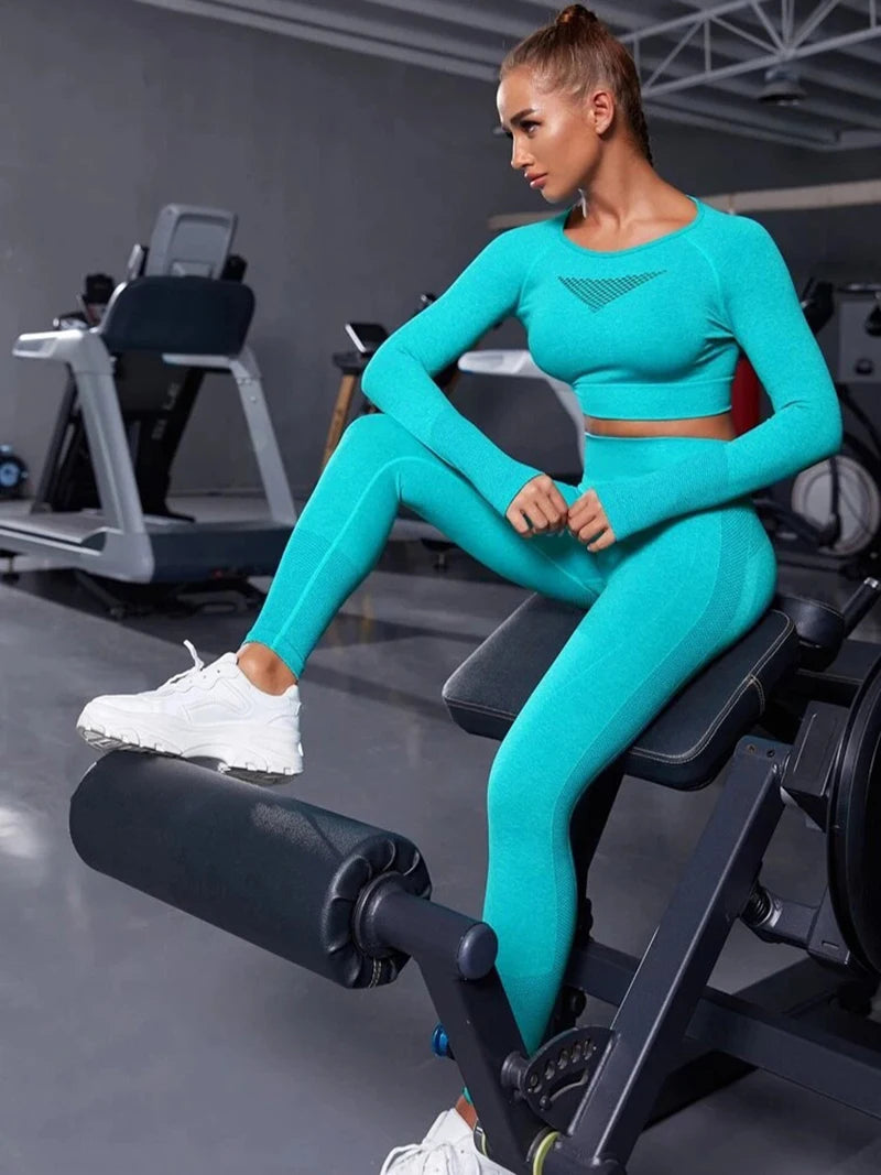 Women’s Seamless Long-Sleeve Yoga & Fitness Set