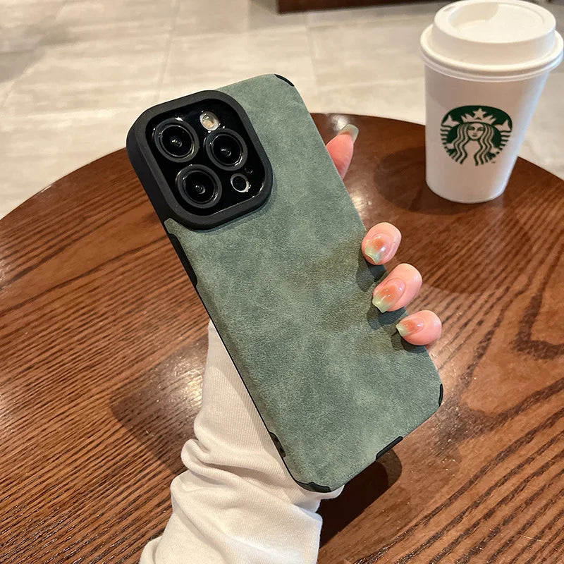 Matte Leather-Effect Silicone Phone Case for iPhone