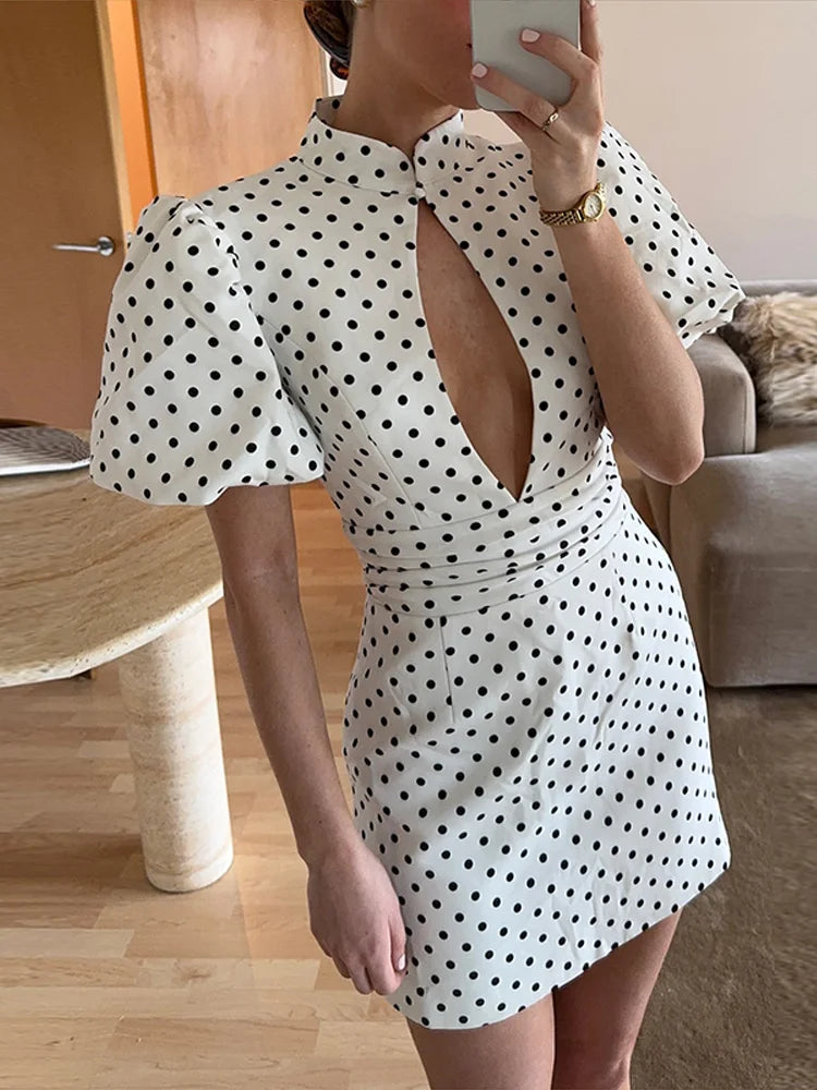 Women’s Polka Dot Cut-Out Mini Dress