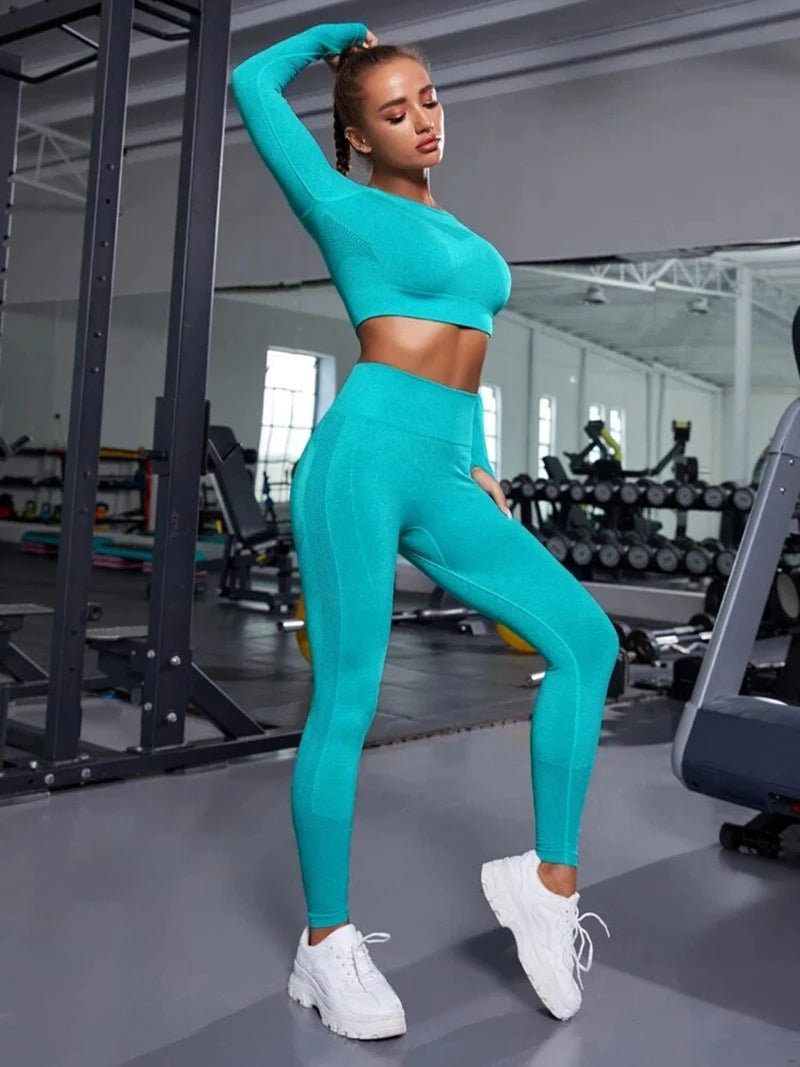 Women’s Seamless Long-Sleeve Yoga & Fitness Set