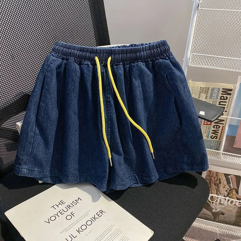 Women’s Denim-Effect Shirt & Shorts Set