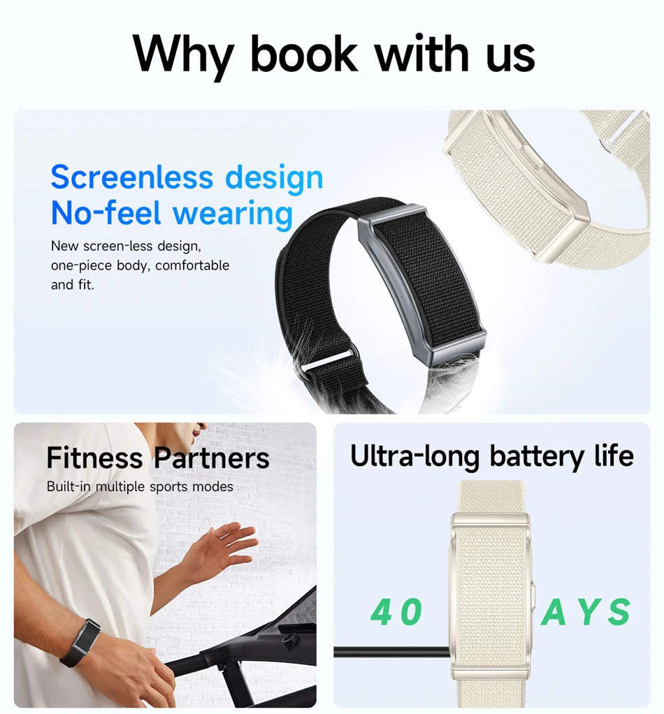 BOXUXING Screen-Free Fitness & Health Tracking Smart Wristband