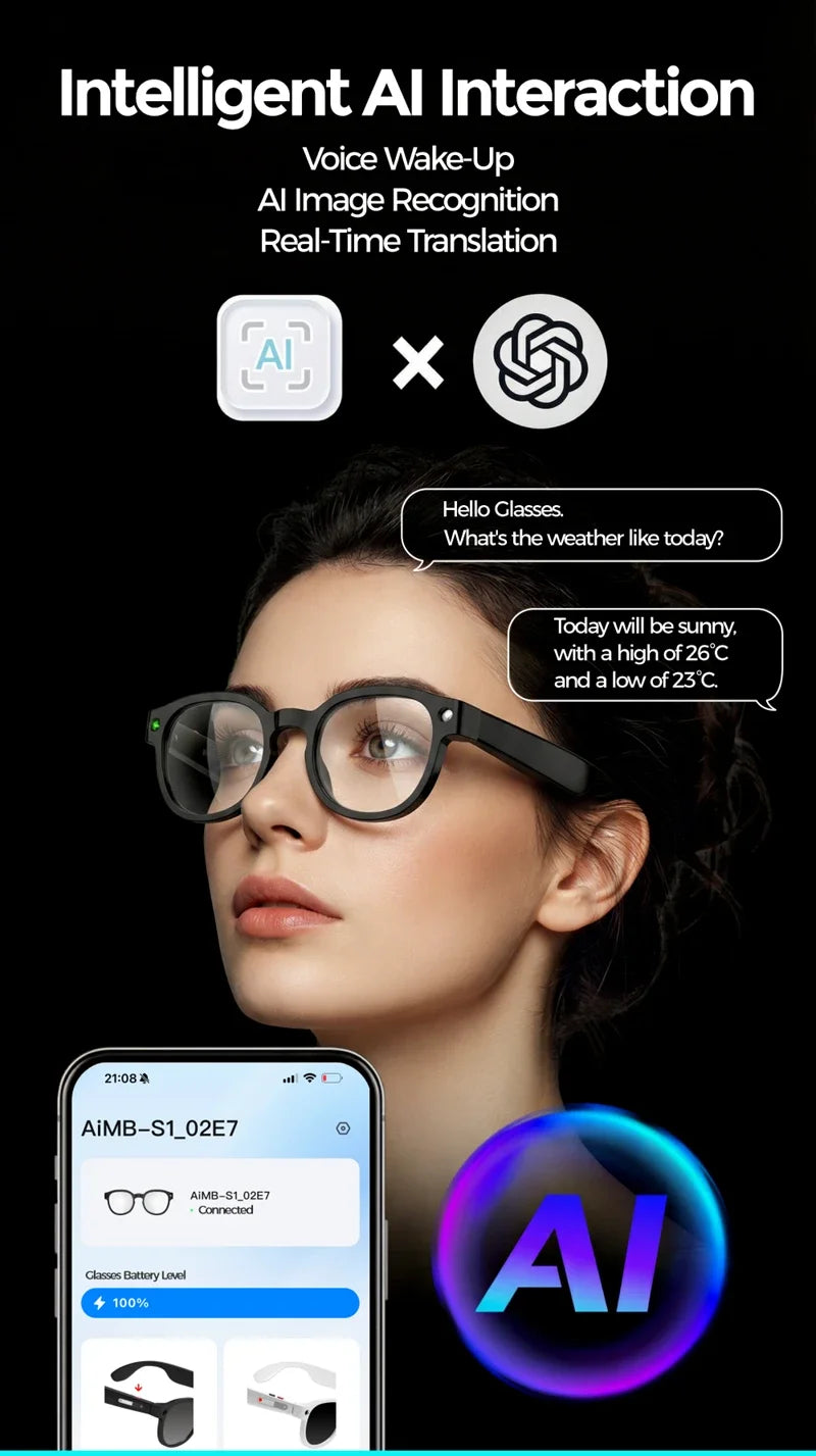 Lenovo F06 AI Smart Glasses – 4K Camera, AI Translation & Bluetooth