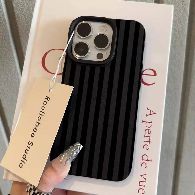 Colourful Striped Phone Case for iPhone – Minimalist Couple Design