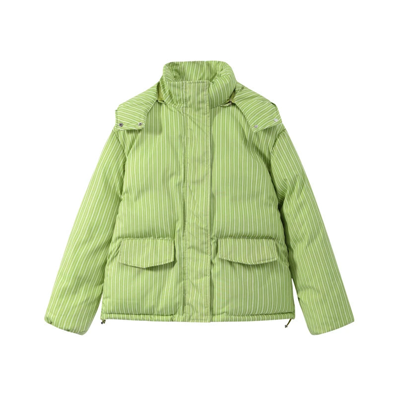 Women’s Chic Striped Hooded Puffer Co-ord Set