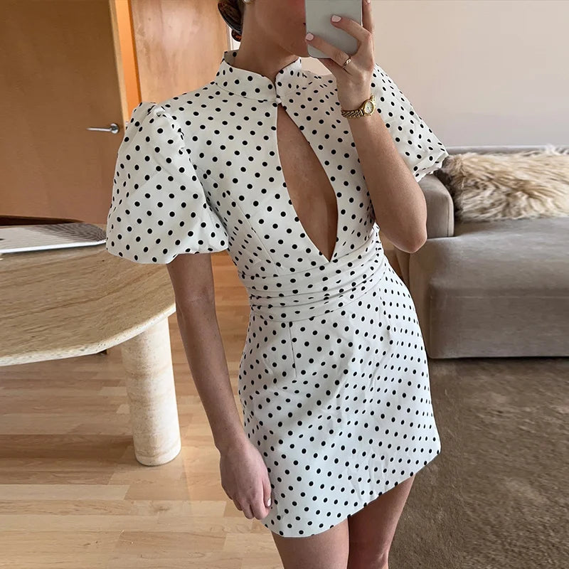 Women’s Polka Dot Cut-Out Mini Dress