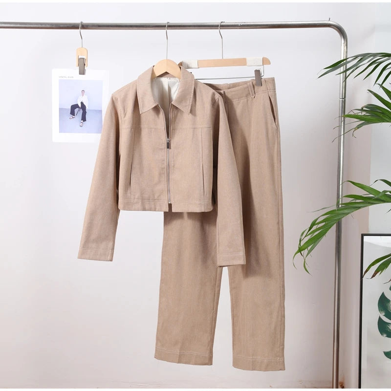 Women’s Cotton Linen Cropped Top & Trouser Set