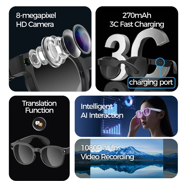 Lenovo F06 AI Smart Glasses – 4K Camera, AI Translation & Bluetooth