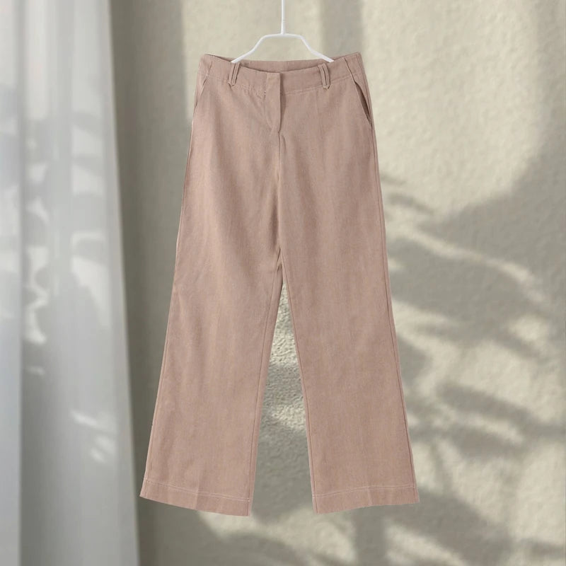 Women’s Cotton Linen Cropped Top & Trouser Set