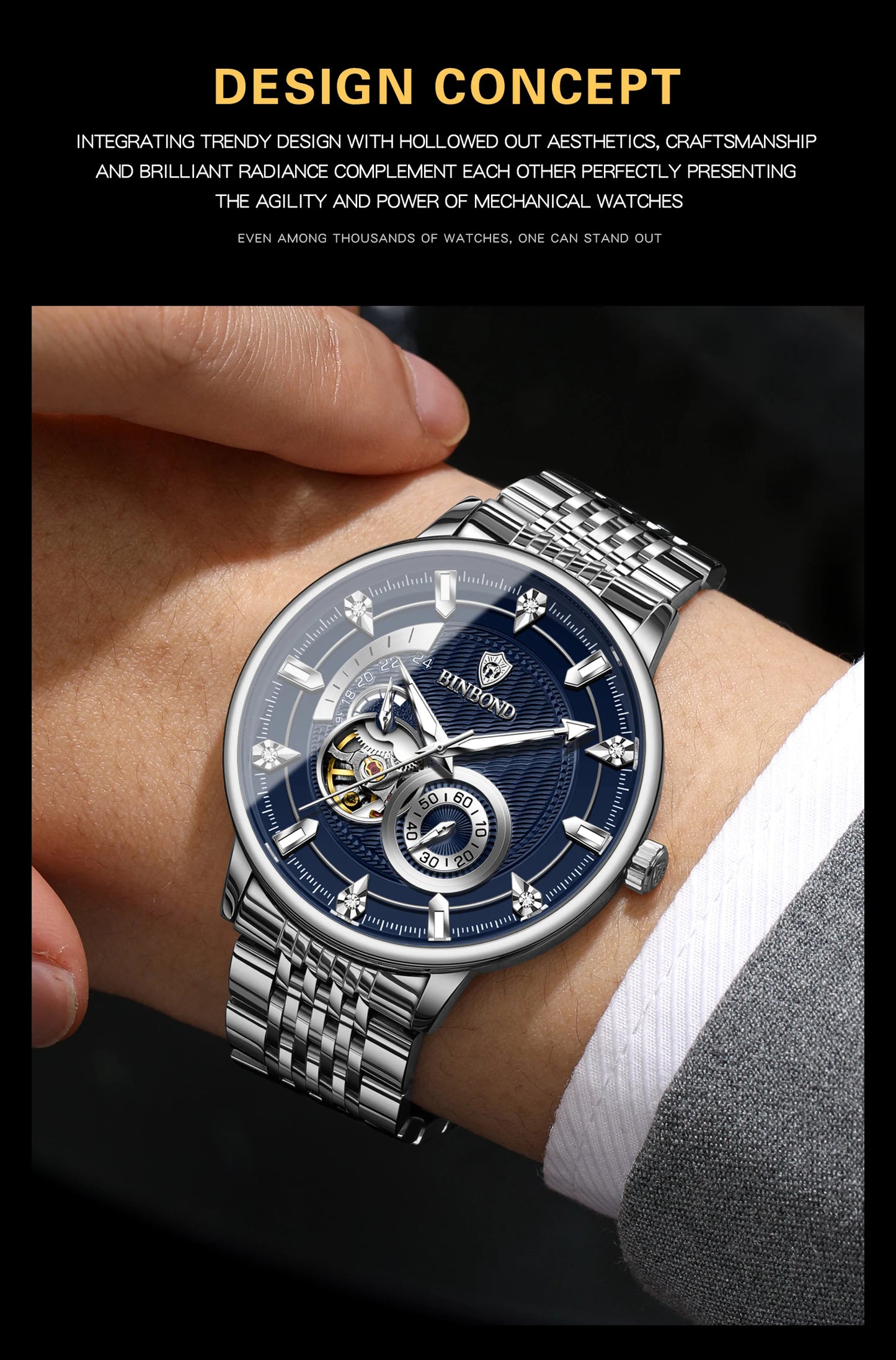 Men’s BINBOND Automatic Tourbillon Mechanical Watch