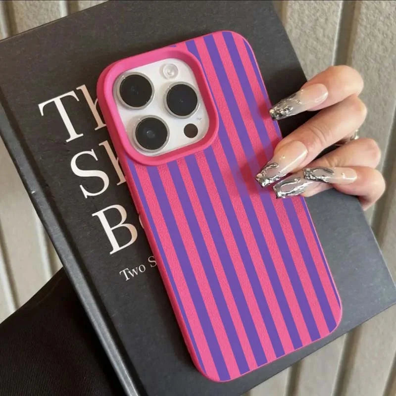 Colourful Striped Phone Case for iPhone – Minimalist Couple Design