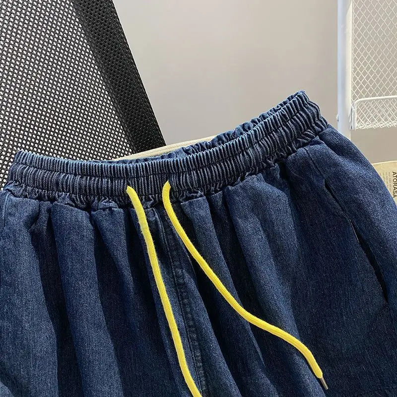 Women’s Denim-Effect Shirt & Shorts Set